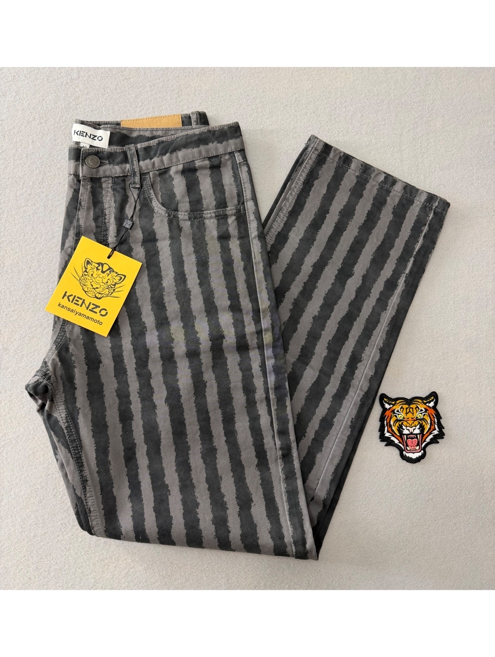 246/3662 KENZO x Kansai Yamamoto Striped Straight Jeans Size 40 NWT